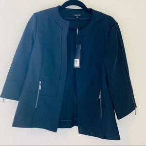 New $388 Misook Black Zipper blazer Jacket Small S